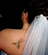 hummingbird pic tattoo on left shoulder blade